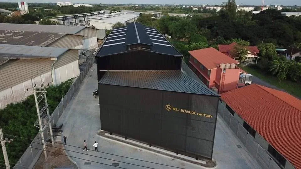 Aerial front view of Bell Interior Factory