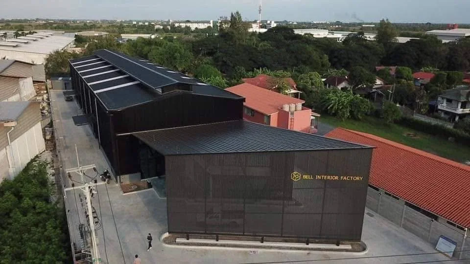 Aerial side view of Bell Interior Factory